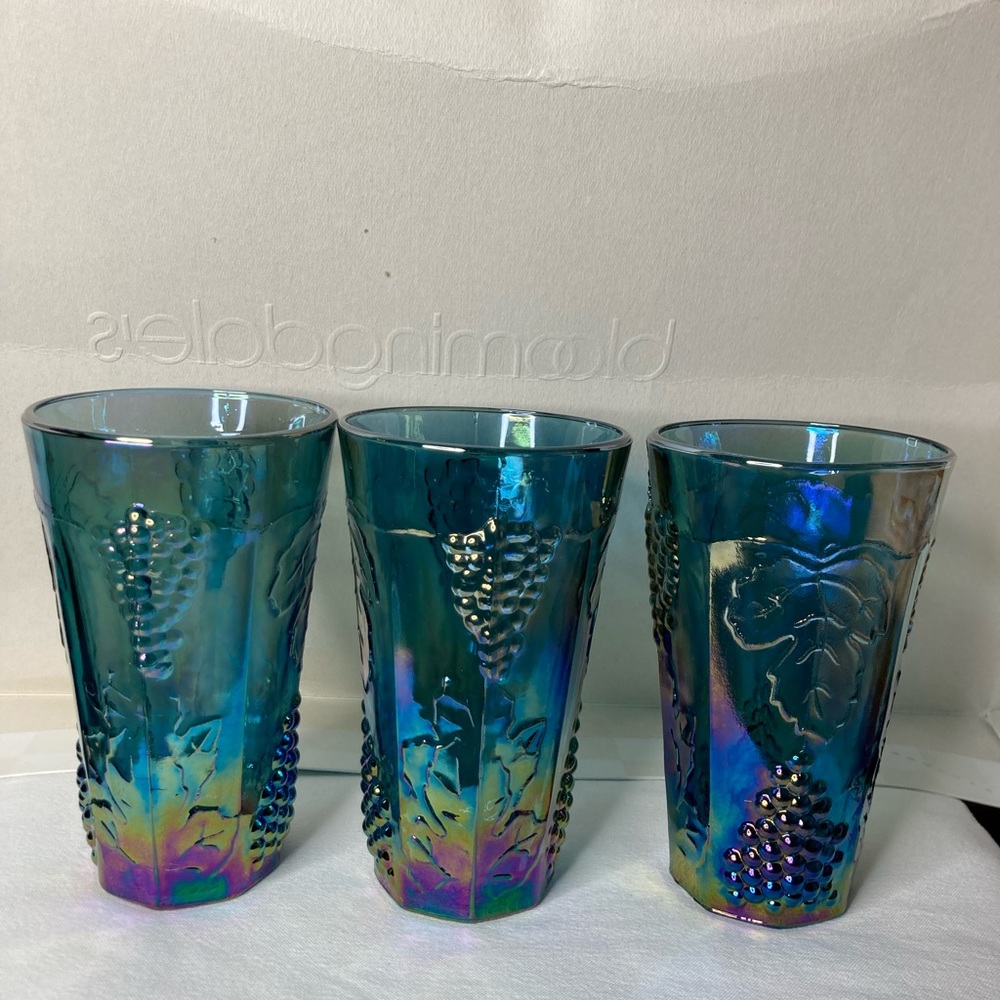 Vintage Indiana Blue Harvest Grape Carnival 3 Glasses - Picture 4 of 10